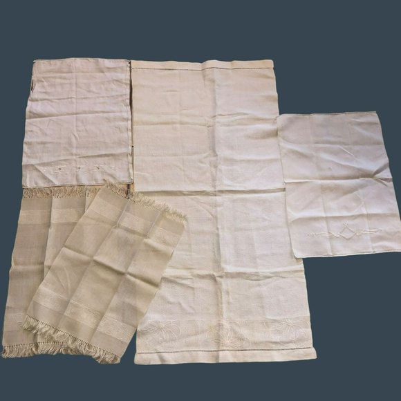 Lot of 7 Embroidered Woven MCM Table Funiture Scarves Crafters Repurpose - Picture 2 of 5